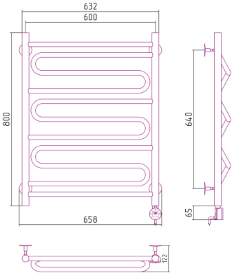 Стилье Формат 22 Электрический полотенцесушитель 800х600 от интернет-магазина Purezza 