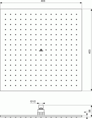 Ideal Standard Верхний душ 1-функциональный, квадратный 400х400 мм A5806A5 Серый от интернет-магазина Purezza 