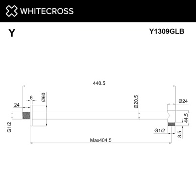 Whitecross Кронштейн душевой настенный 40 см, цвет Брашированное золото, арт. Y1309GLB от интернет-магазина Purezza 
