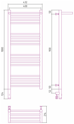 Сунержа Богема с полкой 3.0 Электрический полотенцесушитель 1000х400 Шампань от интернет-магазина Purezza 