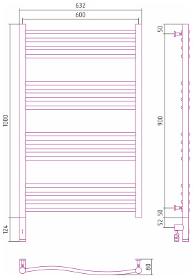 Сунержа Флюид 3.0 Электрический полотенцесушитель 1000х600 Белый от интернет-магазина Purezza 