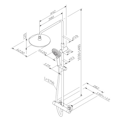 AM.PM Like Душевая система c термостатом F0780422 Черный от интернет-магазина Purezza 