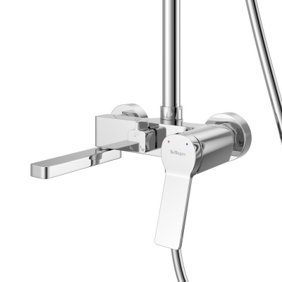 Belbagno ALBANO Душевая стойка со смесителем и изливом, верхним и ручным душем ALBANO-VSCM-CRM от интернет-магазина Purezza 