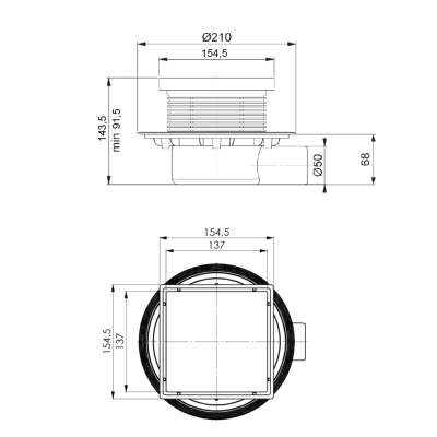 Bettoserb SUPERIOR 2IN1 MULTISIPHON Трап 15x15, горизонтальный выпуск, решётка хром / под плитку от интернет-магазина Purezza 
