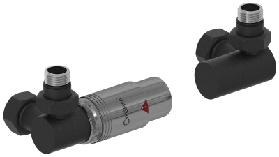 Сунержа Автоматический терморегулятор 3D G 1/2" НР х G 3/4" НГ (набор) Темный титан муар/Черный хром от интернет-магазина Purezza 