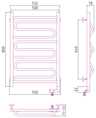 Сунержа Элегия 2.0 Электрический полотенцесушитель 800х500 Жемчужно-белый от интернет-магазина Purezza 