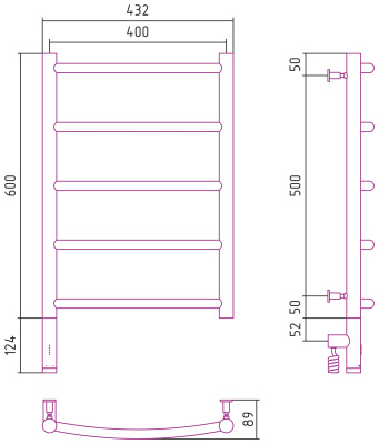Сунержа Галант 3.0 Электрический полотенцесушитель 600х400 Состаренная бронза от интернет-магазина Purezza 