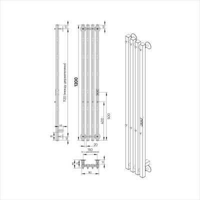 INDIGO Style 4 PRO Полотенцесушитель электрический 1200х180 LSPRE120-18WMRt Матовый белый от интернет-магазина Purezza 