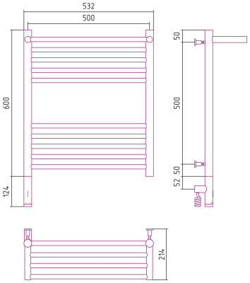 Сунержа Богема с полкой 3.0 Электрический полотенцесушитель 600х500 Состаренная латунь от интернет-магазина Purezza 