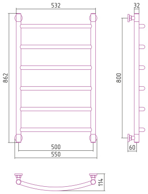 Сунержа Галант+ Водяной полотенцесушитель 800х500 15-0200-8050 Темный титан муар от интернет-магазина Purezza 