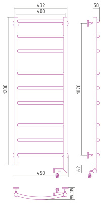 Сунержа Галант 2.0 Электрический полотенцесушитель 1200х400 от интернет-магазина Purezza 