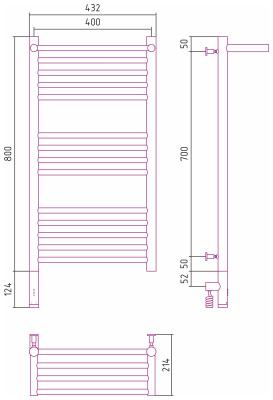 Сунержа Богема с полкой 3.0 Электрический полотенцесушитель 800х400 Темный титан муар от интернет-магазина Purezza 