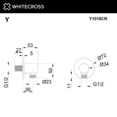 Whitecross Угловой соединительный элемент Y1018CR от интернет-магазина Purezza 