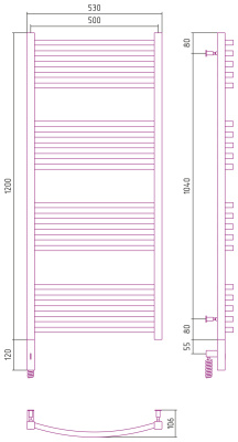 Сунержа Аркус 3.0 Электрический полотенцесушитель 1200х500 Матовое золото от интернет-магазина Purezza 