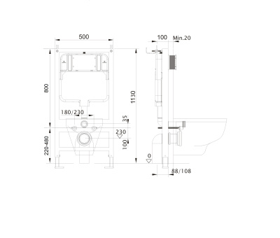 SET AQUATEK ЕВРОПА 015 4в1 (рама AQUATEK Standard INS-0000012 с клавишей KDI-0000015 и крепежом KKI-0000002+унитаз AQ1901-00 с тонким сиденьем sc) от интернет-магазина Purezza 