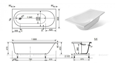 Aquanet Lotos Stone Ванна из искусственного камня 180х80 AQ-00332894 от интернет-магазина Purezza 