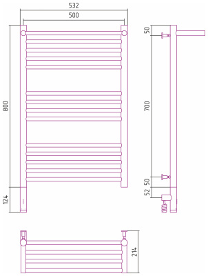Сунержа Богема с полкой 3.0 Электрический полотенцесушитель 800х500 Шампань от интернет-магазина Purezza 