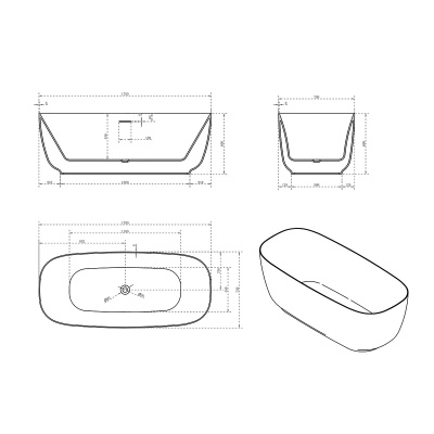 Vincea Акриловая ванна 170х75х60 VBT-631 Белый от интернет-магазина Purezza 