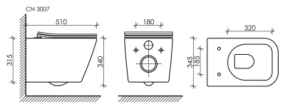Ceramicanova Metric Rimless Подвесной унитаз CN3007MB Черный матовый от интернет-магазина Purezza 