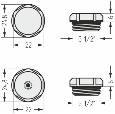 Сунержа Спускной клапан / Заглушка (d 25 мм / G 1/2" НР / 2 шт.) 9003-1201-0000 Сигнальный белый от интернет-магазина Purezza 
