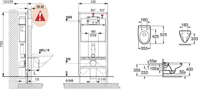 Roca Victoria ПЭК комплект инсталляции с подвесным унитазом, 893100000 от интернет-магазина Purezza 
