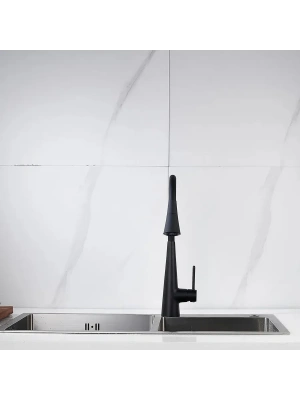 Rose Смеситель для кухни с гибким изливом R213H Черный от интернет-магазина Purezza 