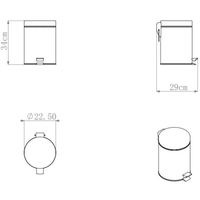Rainbowl FORA Мусорное ведро с микролифтом 8 л H108WP Матовый белый от интернет-магазина Purezza 