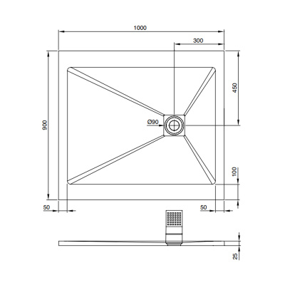 Scarabeo Step Керамический душевой поддон с возможностью подрезки 100x90x2.7, цвет белый матовый, арт. 3014 41 S от интернет-магазина Purezza 