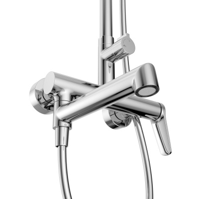 Belbagno UNIQUE Душевая стойка со смесителем и изливом, верхним и ручным душем UNIQUE-VSCM-CRM от интернет-магазина Purezza 