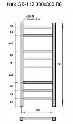 Grois Nex Электрический полотенцесушитель GR112 30х80 П8 9016 U Белый от интернет-магазина Purezza 
