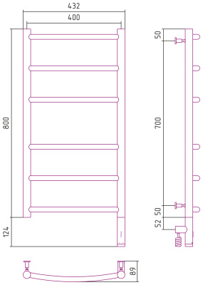 Сунержа Галант 3.0 Электрический полотенцесушитель 800х400 Белый от интернет-магазина Purezza 