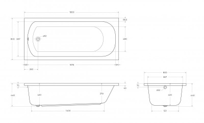 Cezares Eco Акриловая ванна 180х80 ECO-180-80-41-W37 от интернет-магазина Purezza 