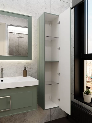 La Fenice Cubo Grigio Шкаф-пенал 30х30х160 FNC-05-CUB-G-30 Серо-зеленый матовый от интернет-магазина Purezza 