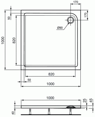 Ideal Standard CONNECT AIR Акриловый квадратный душевой поддон 100х100 Белый от интернет-магазина Purezza 