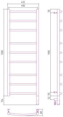 Сунержа Галант 3.0 Электрический полотенцесушитель 1200х400 от интернет-магазина Purezza 