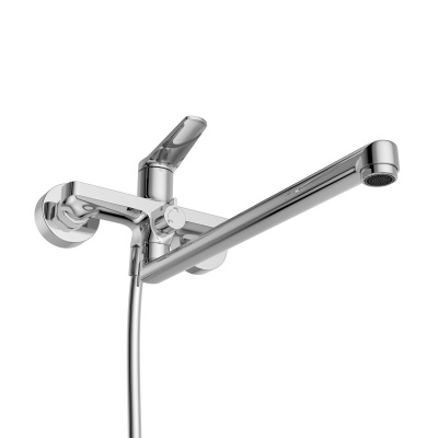 Belbagno UNIQUE Смеситель для ванны с длинным изливом в комплекте с ручным душем, шлангом и держателем UNIQUE-VASM-L-CRM от интернет-магазина Purezza 