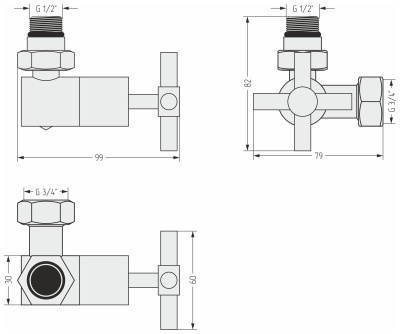 Сунержа Вентиль 3D левый (крест) G 1/2" НР х G 3/4" НГ 05-1410-1234 Состаренная бронза от интернет-магазина Purezza 