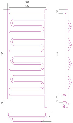 Сунержа Элегия 3.0 Электрический полотенцесушитель 1200х500 Матовый черный от интернет-магазина Purezza 