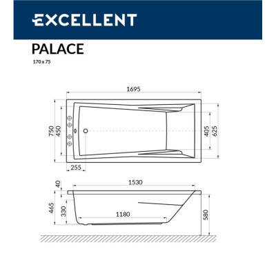 Excellent Palace Акриловая ванна 169.5х75 WAEX.PAL17WH от интернет-магазина Purezza 