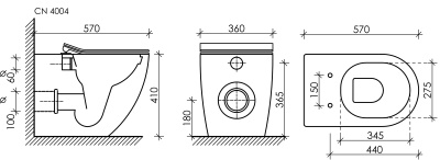 Ceramicanova Metropol Rimless Напольный приставной унитаз CN4004 Белый от интернет-магазина Purezza 