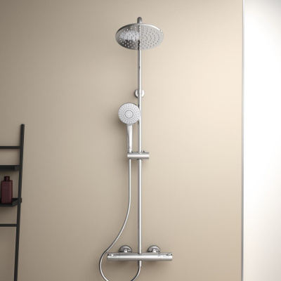 Ideal Standard CERATHERM T50 Душевая система с термостатическим смесителем для душа с полочкой A7230AA от интернет-магазина Purezza 