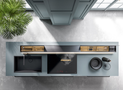 Falmec MONOLITH 90 VETRO NERO Вытяжка встраиваемая в столешницу 90 см от интернет-магазина Purezza 