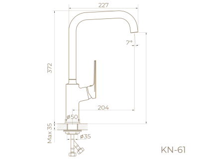 Knotlor Muse Смеситель для кухни KN-61 от интернет-магазина Purezza 