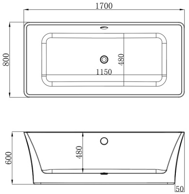 Maxonor PASIÓN Акриловая ванна 1700х800х600 PL-BT1706 Белый от интернет-магазина Purezza 
