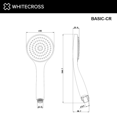 Whitecross Душевая лейка 1 режим BASIC-CR от интернет-магазина Purezza 