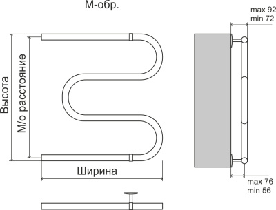 Terminus Эконом М-обр AISI 32х2 Водяной полотенцесушитель 500х500 4620768888137 Нержавеющая сталь от интернет-магазина Purezza 