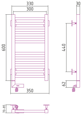 Сунержа Модус 2.0 Электрический полотенцесушитель 600х300 от интернет-магазина Purezza 