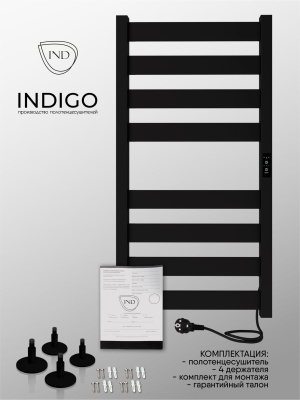 INDIGO Oktava Slim 5 Электрический полотенцесушитель 800х400 LСLOKS5E80-40BRRt Черный муар от интернет-магазина Purezza 