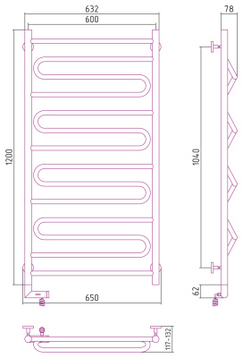 Сунержа Элегия 2.0 Электрический полотенцесушитель 1200х600 Матовый черный от интернет-магазина Purezza 