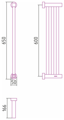 Сунержа Хорда 4.0 Электрический полотенцесушитель 600х166 30-0834-0600 Матовый белый от интернет-магазина Purezza 